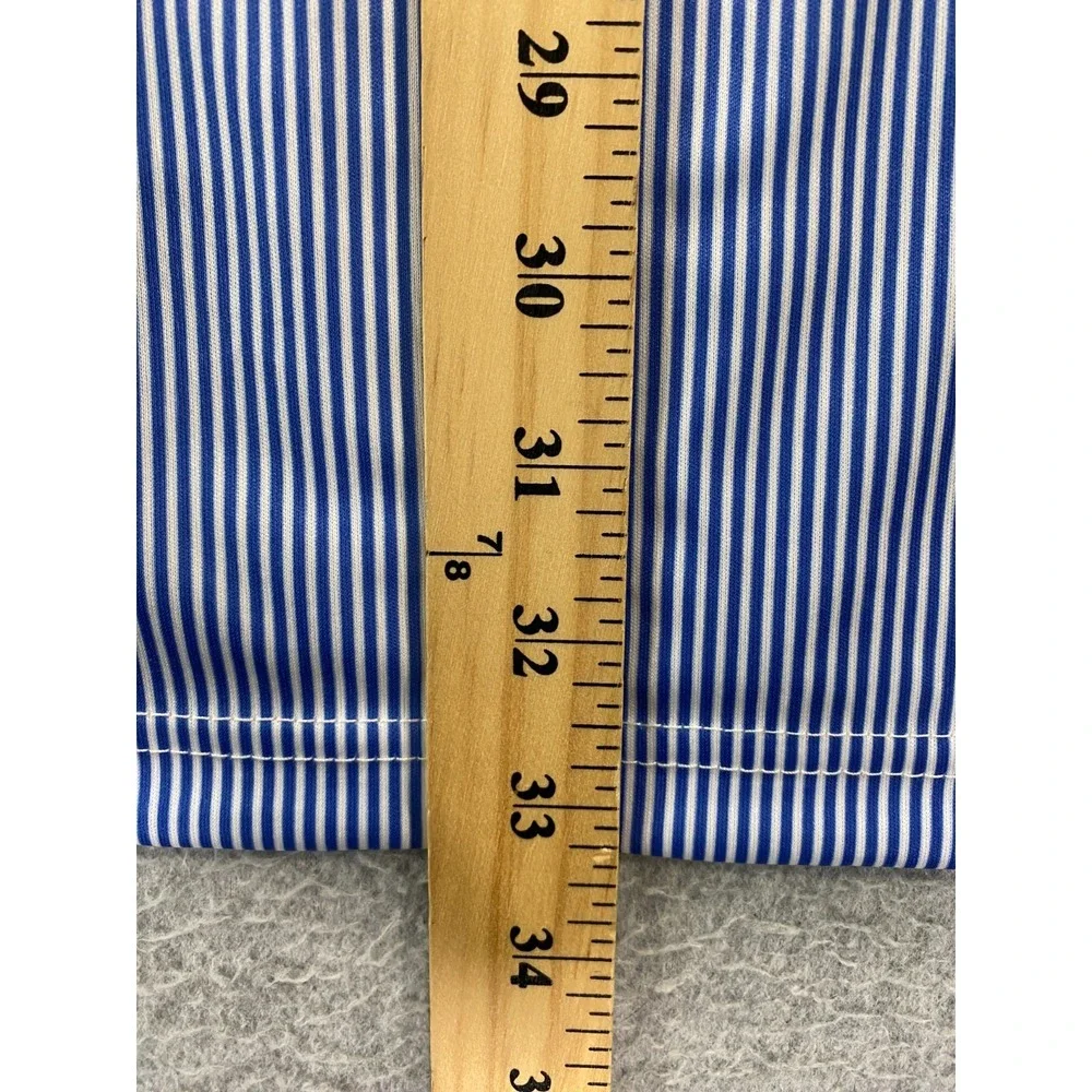 COLLARS & CO Men's 2XL Blue‎ Striped Short Sleeve Relaxed Dress Polo Shirt